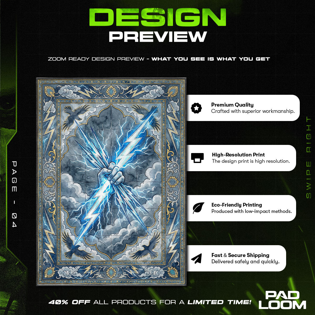 Zeus Thunderbolt Greek Mythology Area rug — main product view