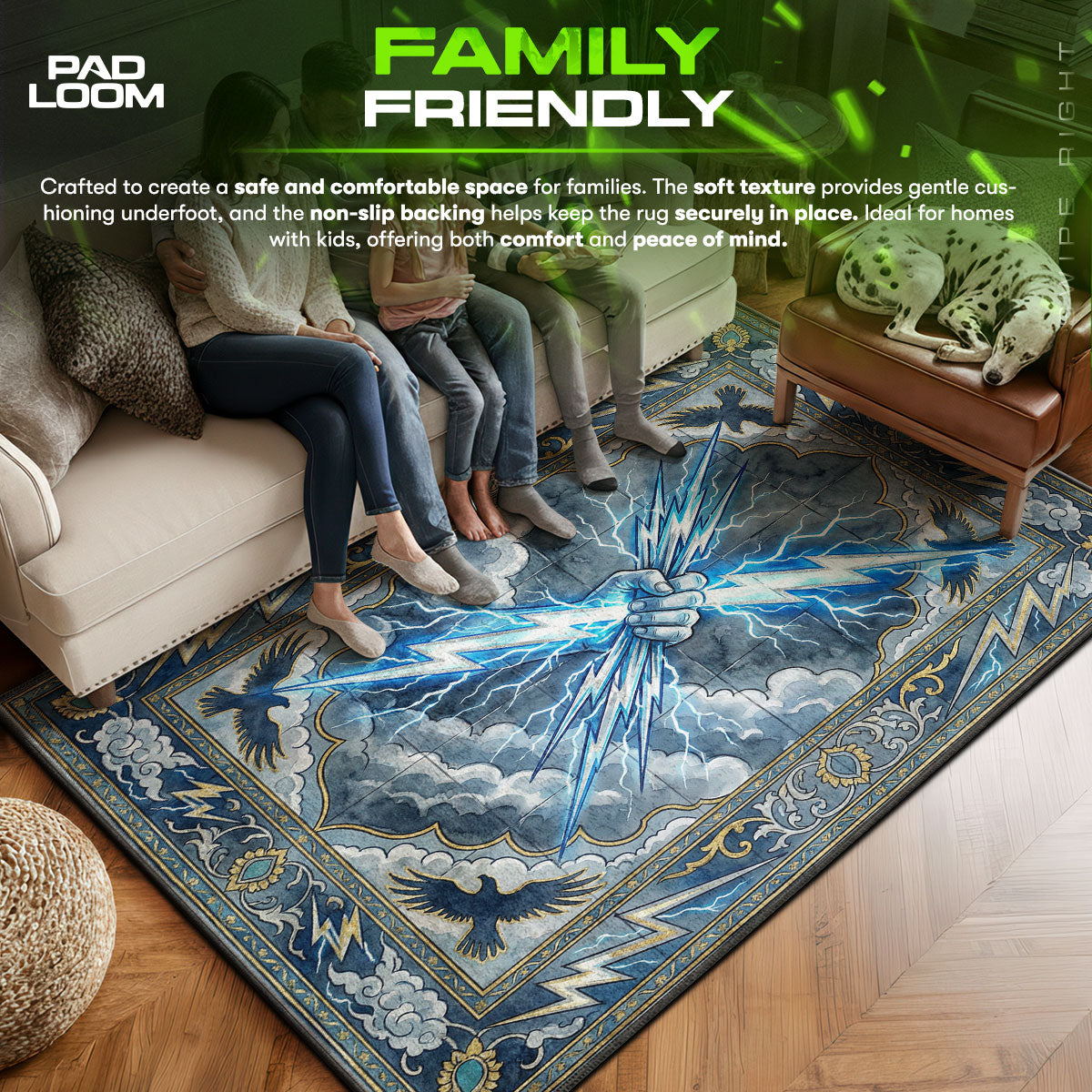 Area character design printed on rug