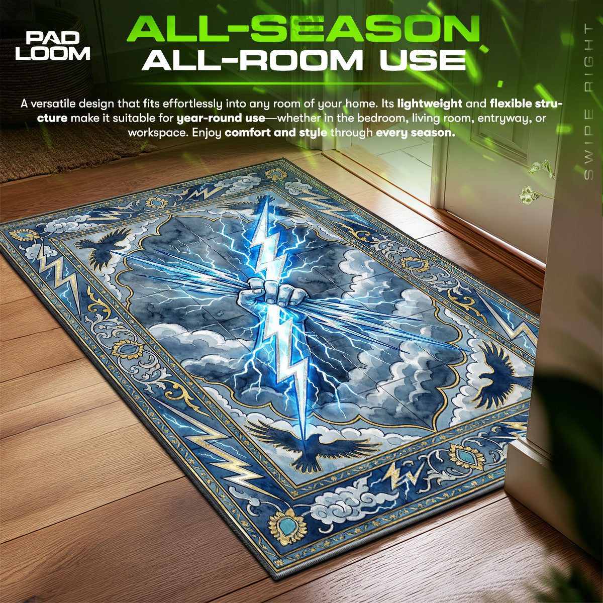 Detailed close-up of Zeus rug pattern