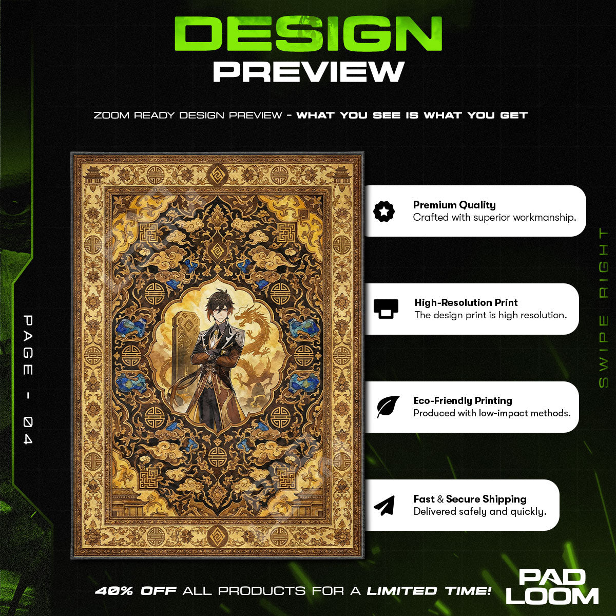 Zhongli Geo Lord Rug - Genshin Impact Chair Mat