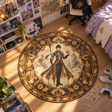 Zhongli Geo Round Rug - Genshin Impact Chair Mat
