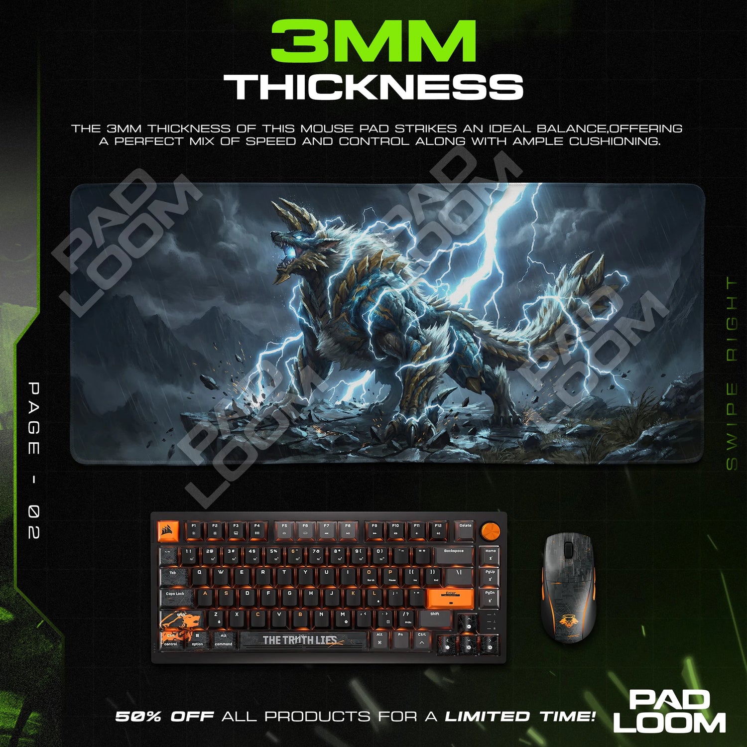 Zinogre Thunder Fang Mouse Pad - Monster Hunter Desk Mat