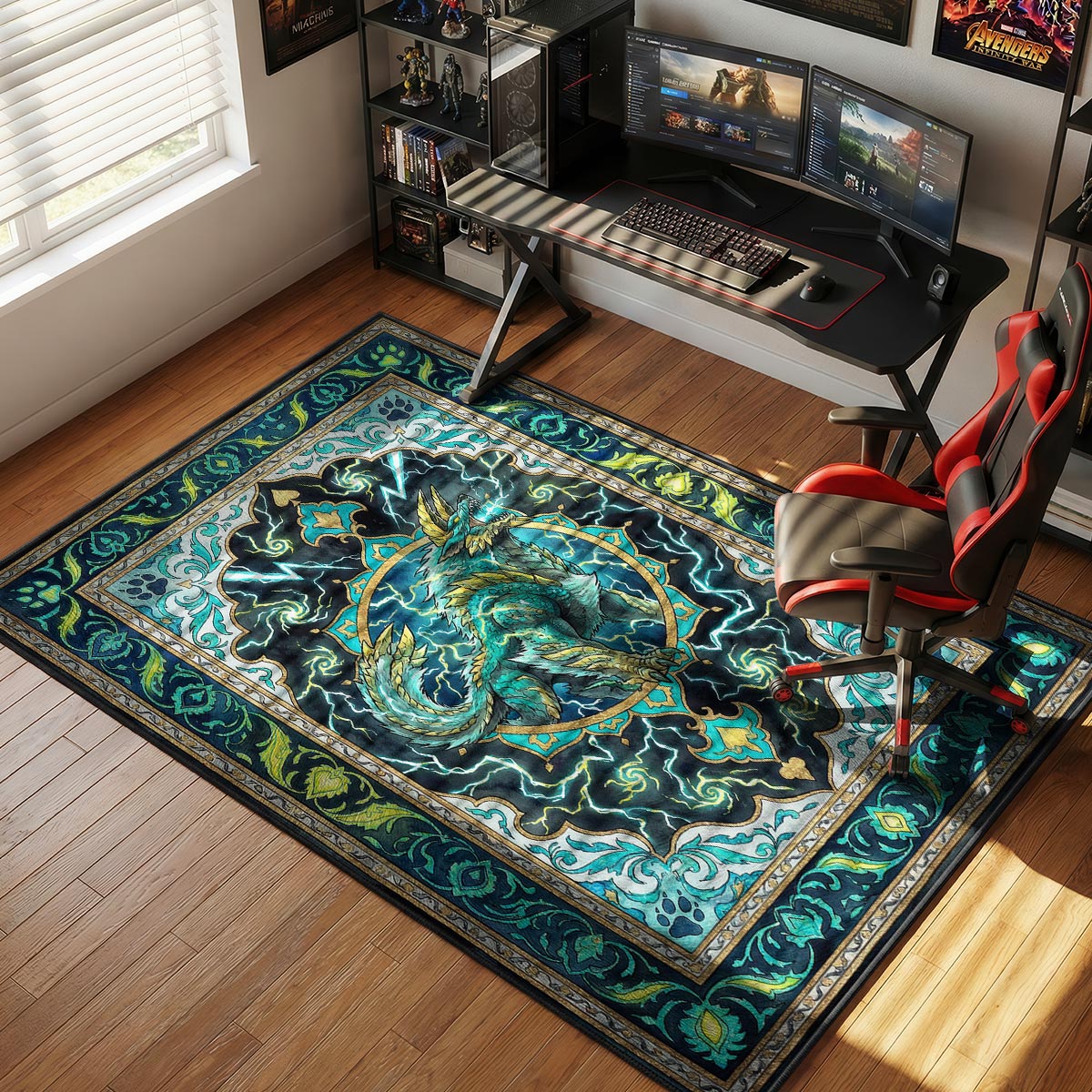 Zinogre Thunder Howl Rug - Monster Hunter Chair Mat