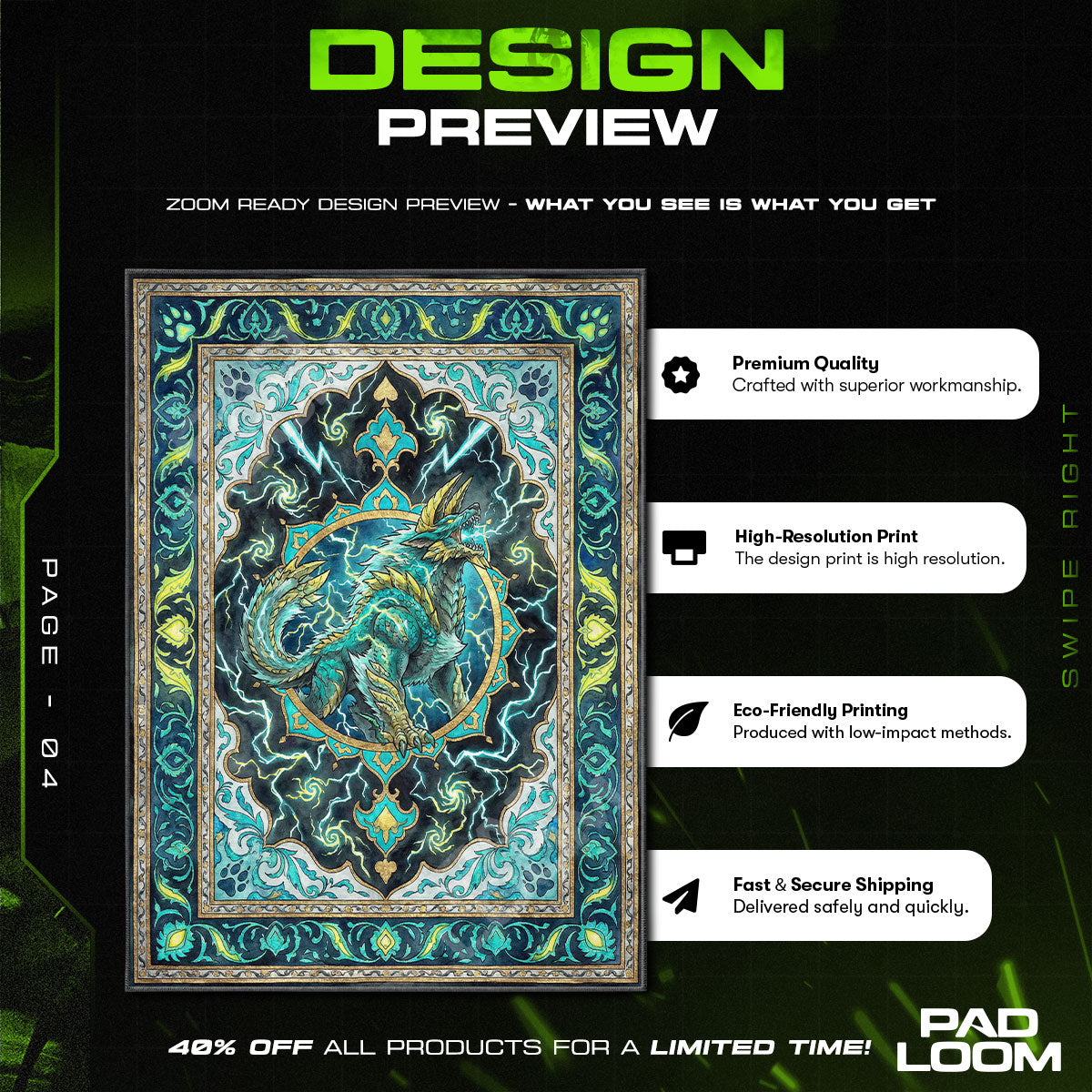 Zinogre Thunder Howl Rug - Monster Hunter Chair Mat