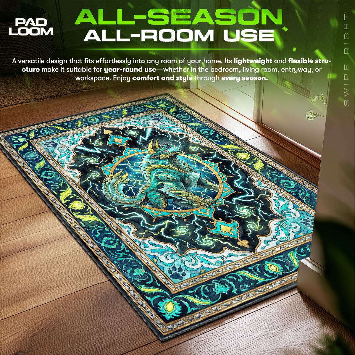 Zinogre Thunder Howl Rug - Monster Hunter Chair Mat