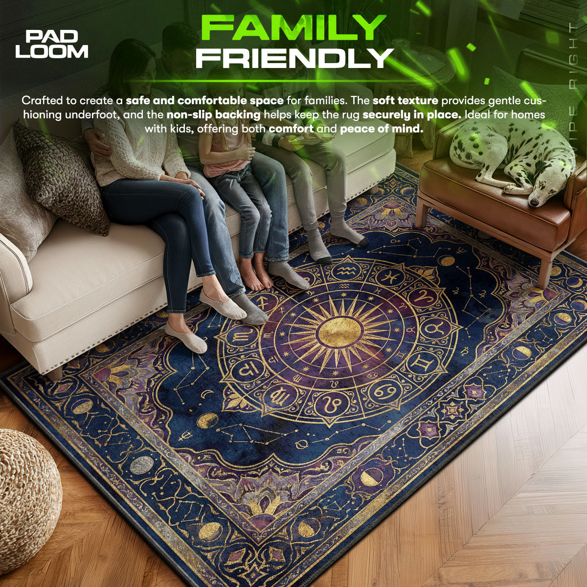 Area character design printed on rug