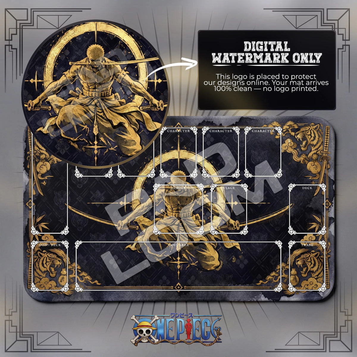 Zoro Gold Emblem Playmat - One Piece Mat