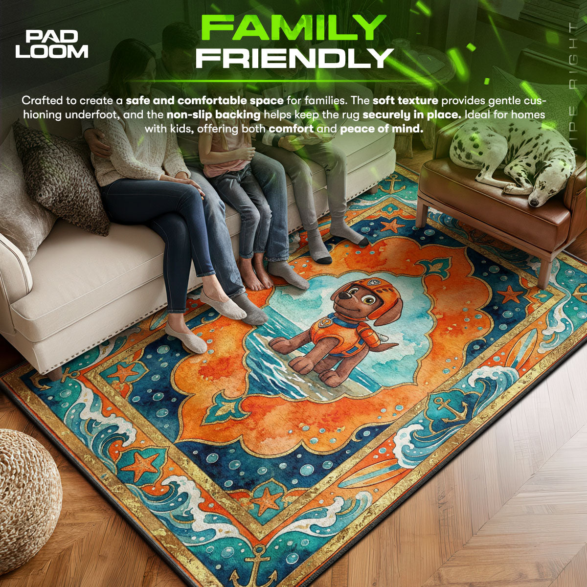 Bedroom character design printed on rug