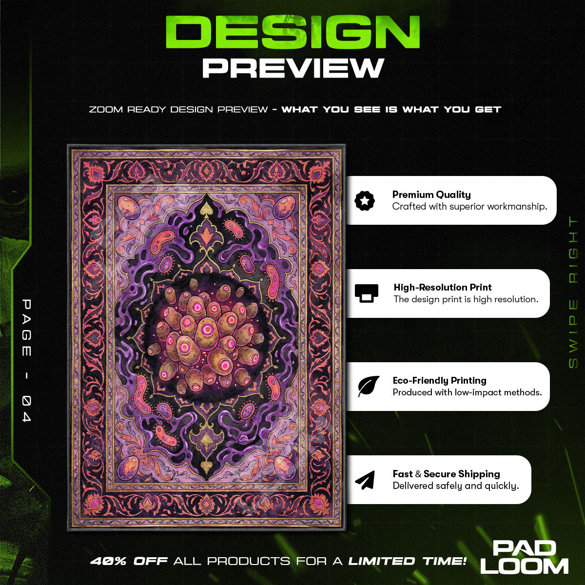 Chair character design printed on rug