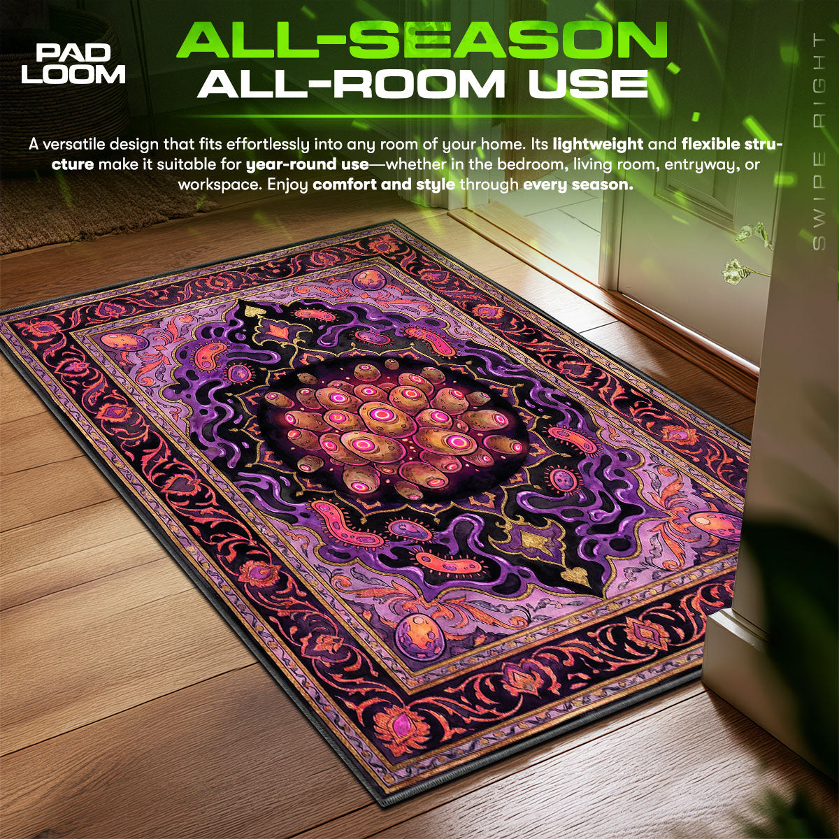 Zurk Swarm Infestation Stray Chair fan rug — premium quality print